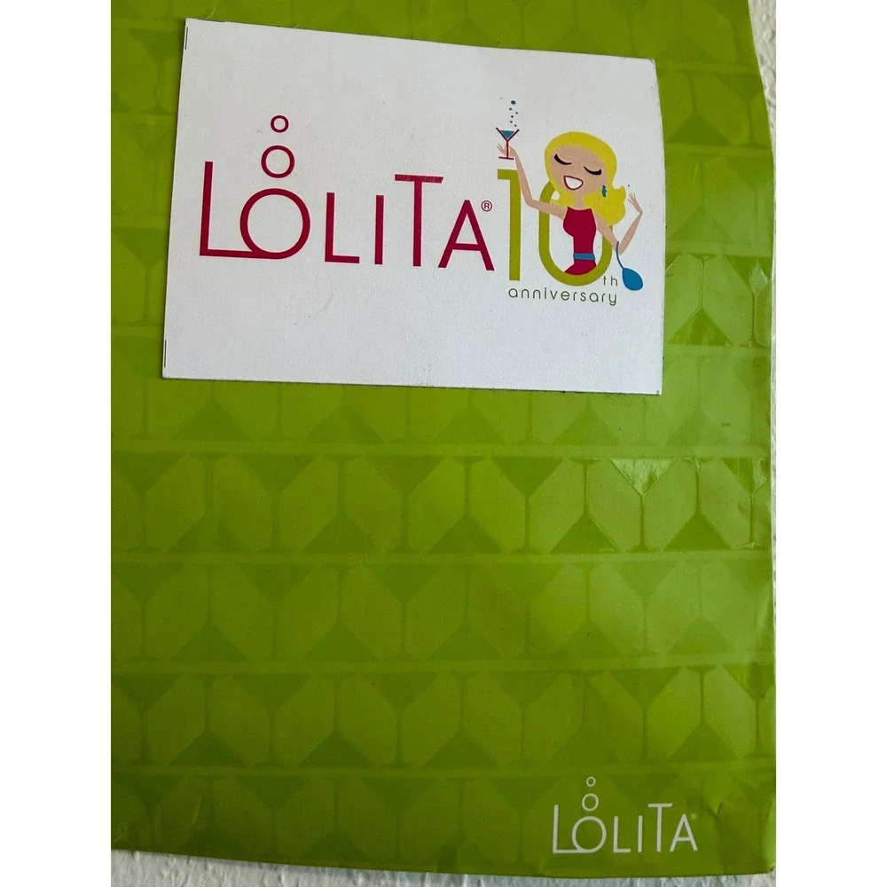 Lolita 10th Anniversary Wine Bottle Gift Bag Pink Green Polka Dot Martini Glass